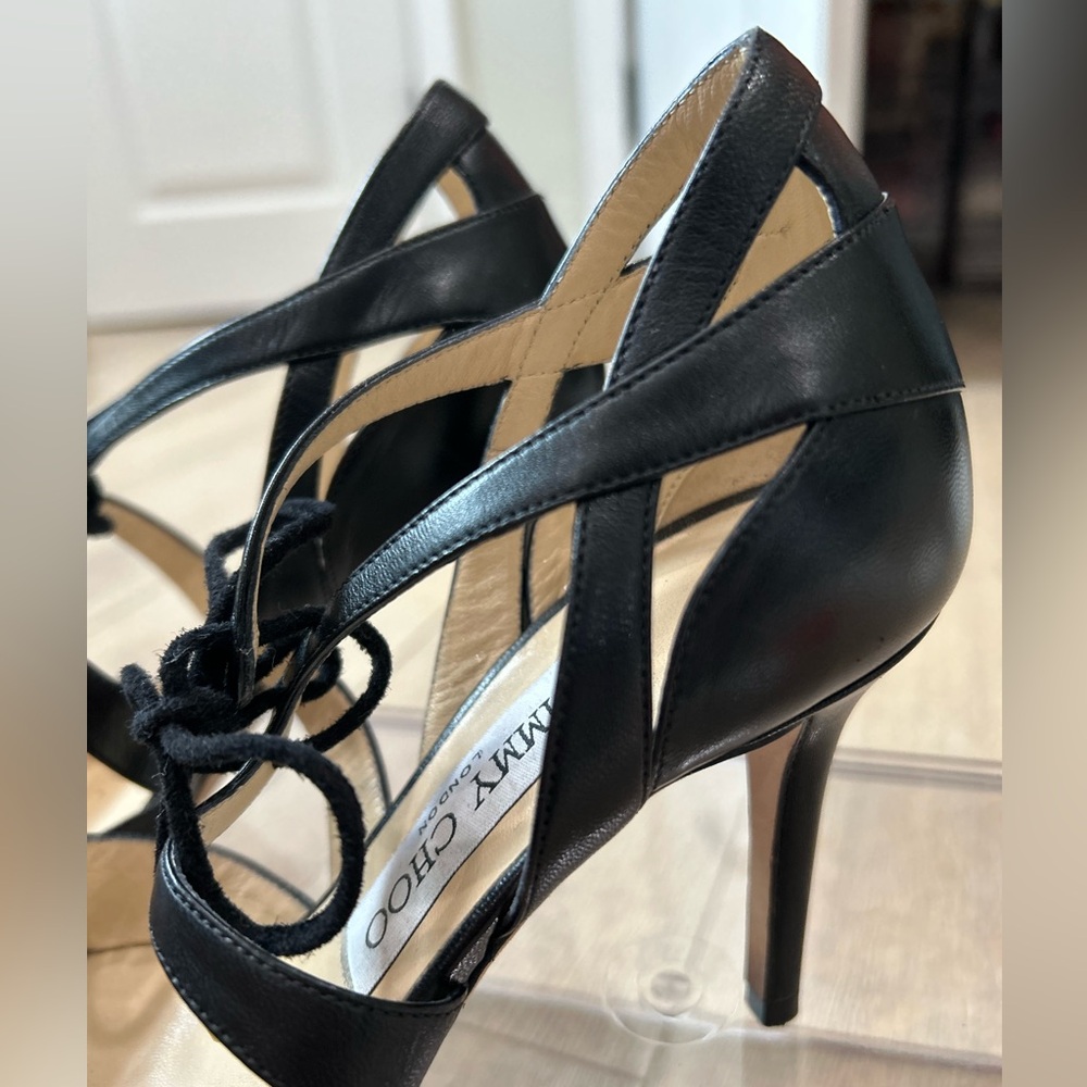Jimmy Choo black leather heels.  So cute. - Picture 9 of 9